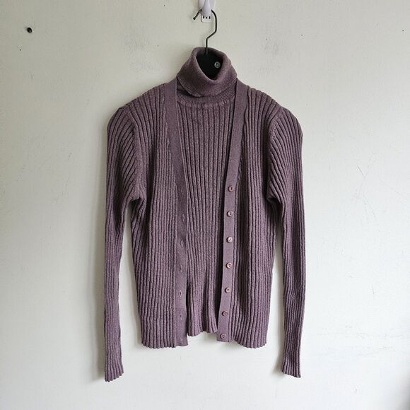 Express Vintage Sleeveless Turtleneck Sweater & Vardigan Set - Fine Ribbed - Sm - Picture 2 of 8